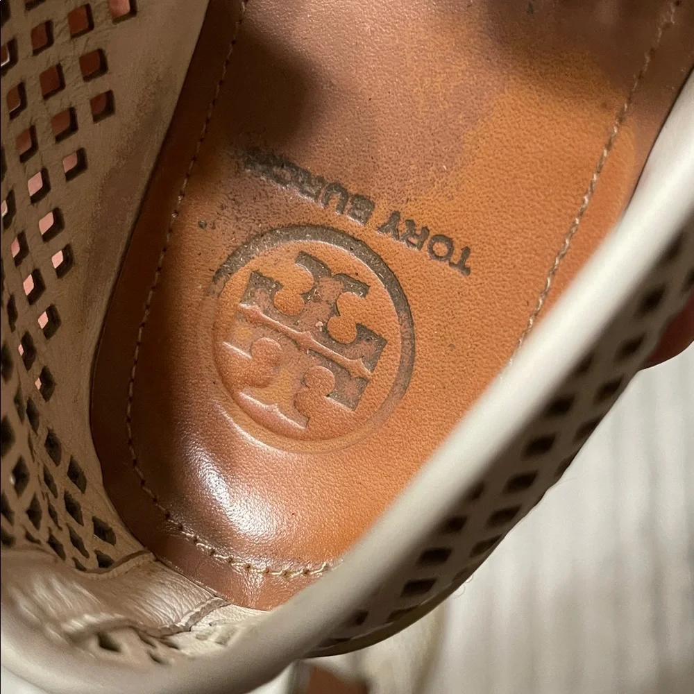 Tory Burch White Perforated Slip-Ons | Size 7.5 Women